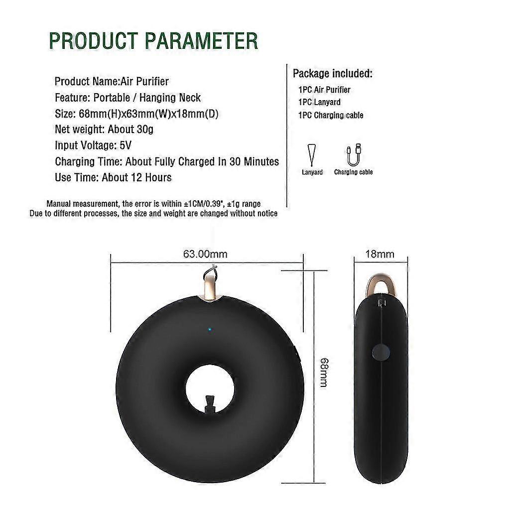 Portable Mini Purifier Necklace Wearable Negative Ion Generator Low Noise