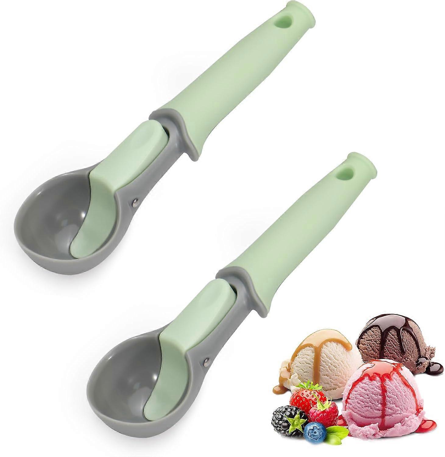 2 Pcs Ice Cream Scoop with Trigger Ice Cream Scooper and Comfortable Handle Perfect for Frozen Yogurt, Gelatos