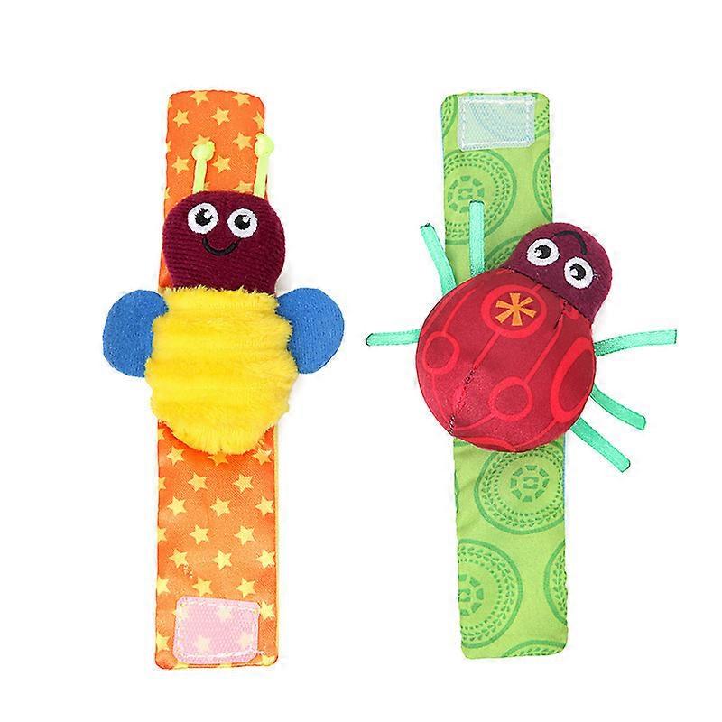 2PCS Infant RattlesDesign Sound Wristbands Early Educational Development Soft Toys for Boys Girls