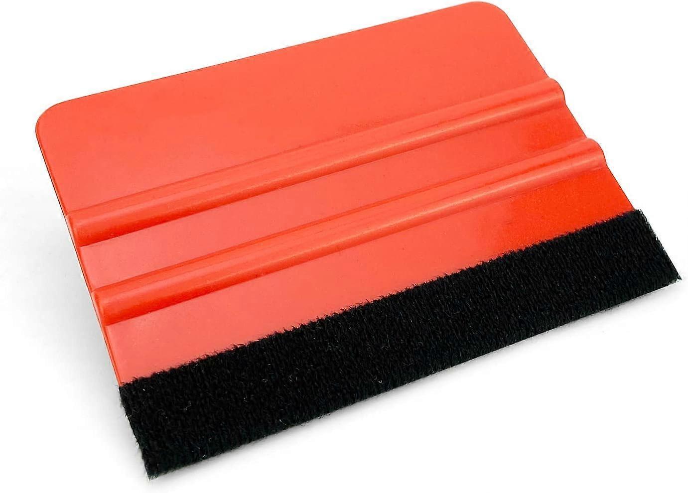 Plastic Felt Edge Squeegee,10x7cm, Vinyl Applicator Wallpaper Smoother Window Tint Squeegee, 1Pcs, Red