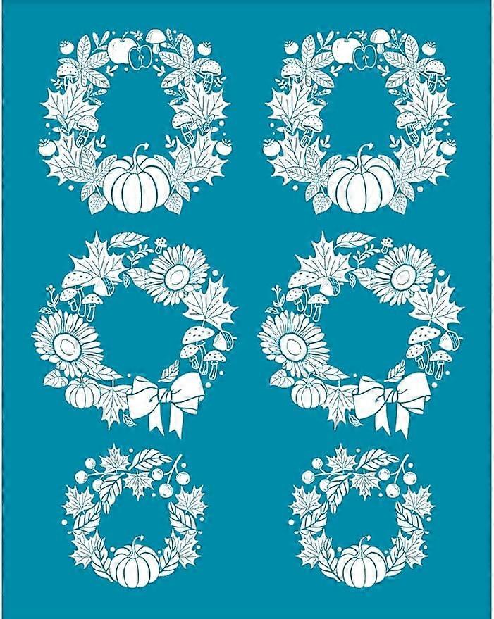 4x5 Inch Fall Wreath Clay Stencils Maple Leaf Wreath Silk Screen for Polymer Clay Pumpkin Wreath Silk Screen Stencils