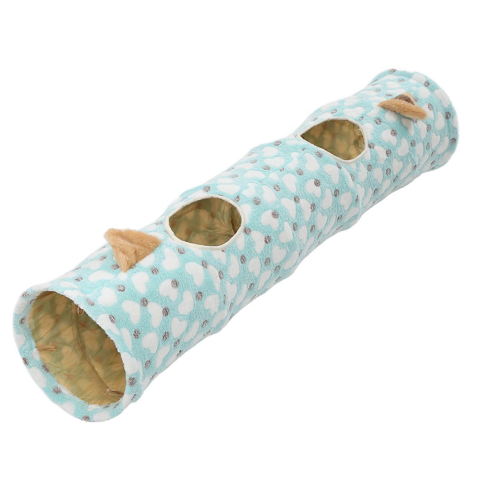 Cat Plush Tunnel Toy Cat Ear Collapsible Cat Tunnel with Ball for Small Pets Cat Puppy Kitten RabbitHeart Ear Style