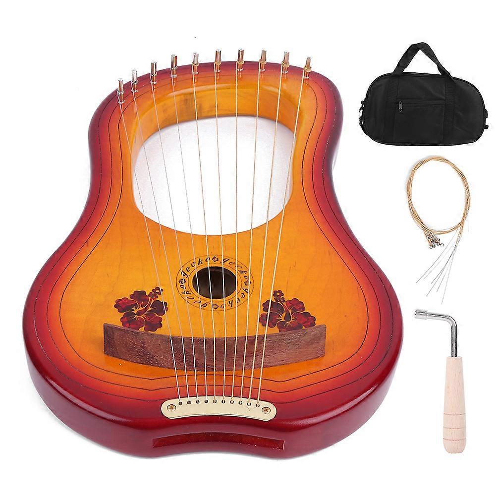 Harp 10 String Maple Wooden With Tuning Hammer For Beginners Musical Instrument Gk10mc(harp Bag )