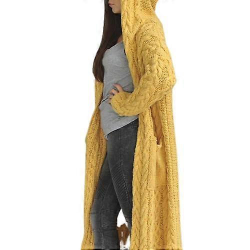 Plus Size Damen Unicolor Kapuze Strickjacke Mantel, Lässig Strickpullover Mantel