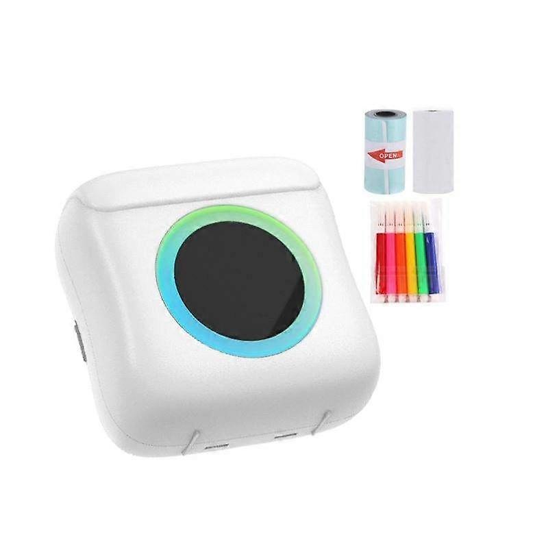 Portable mini thermal printer inkless pocket mini wrong title printer label machine white with 5 rolls