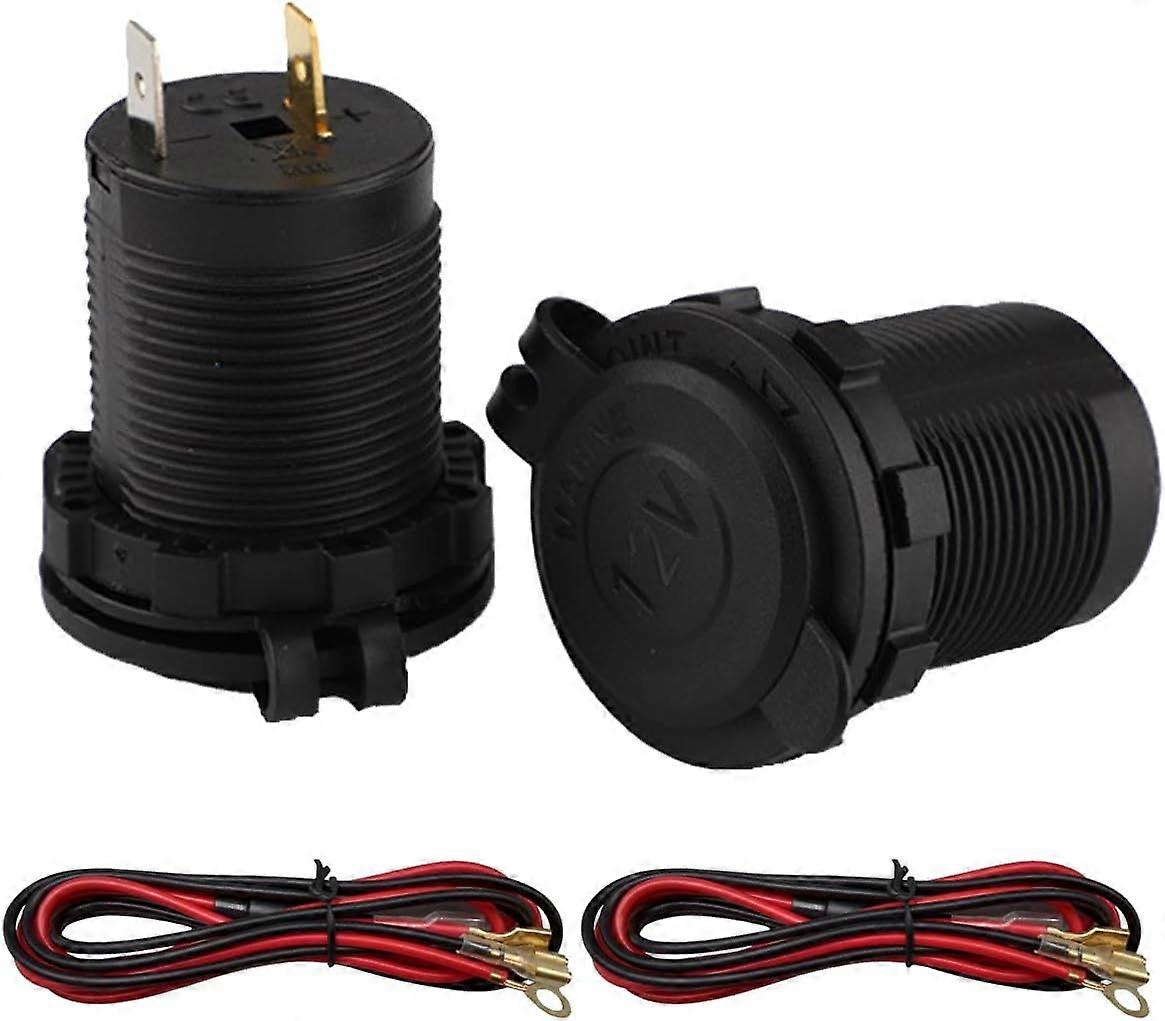 2pcs Waterproof Marine Motorcycle Power Outlet Socket Receptacle Dc 12v Plug with Wire