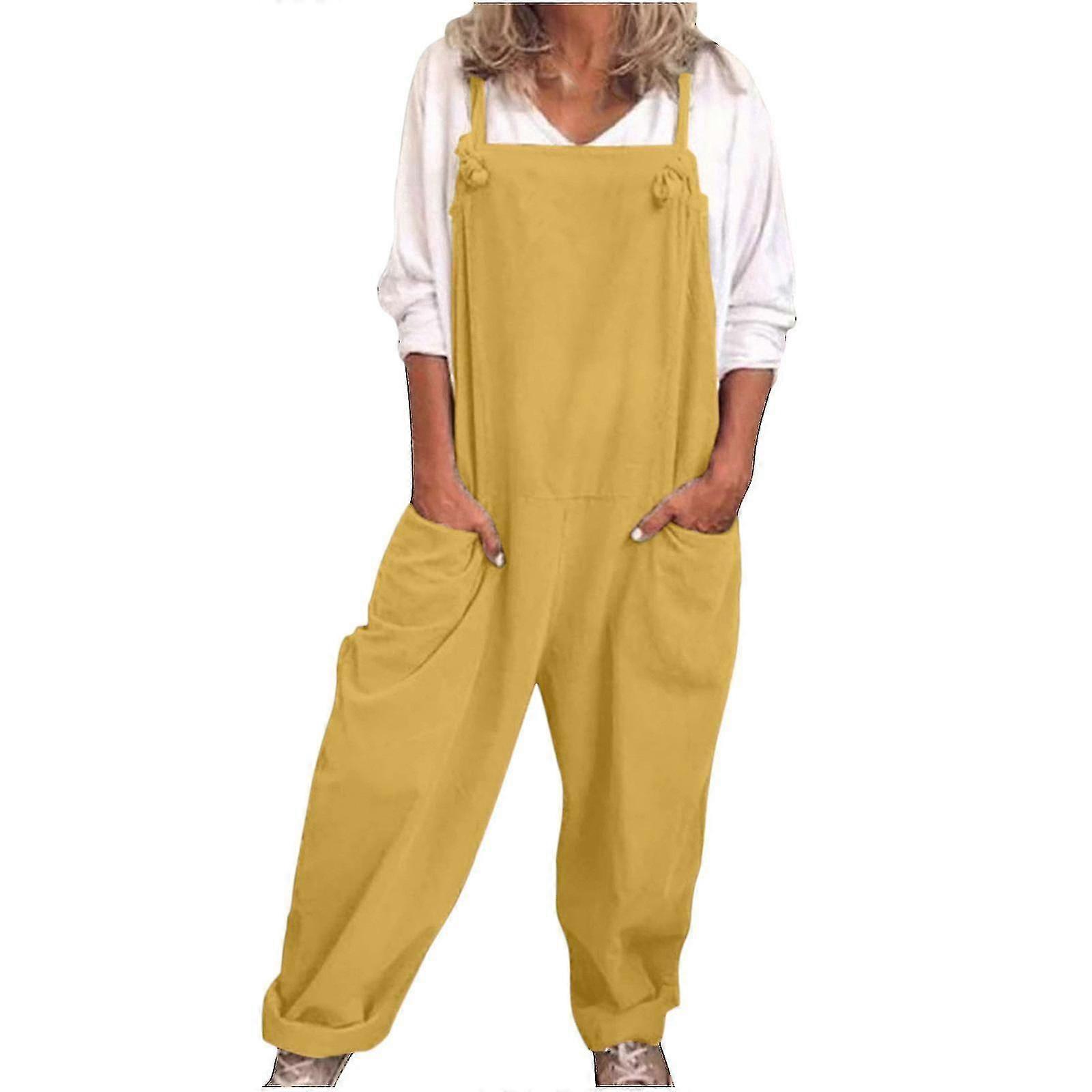 Γυναικεία Φόρμα Σαλοπέτα Casual Loose Σαλοπέτα Romper Baggy Playsuit Ολόσωμη Φόρμα από Βαμβάκι και Λινό-yvan