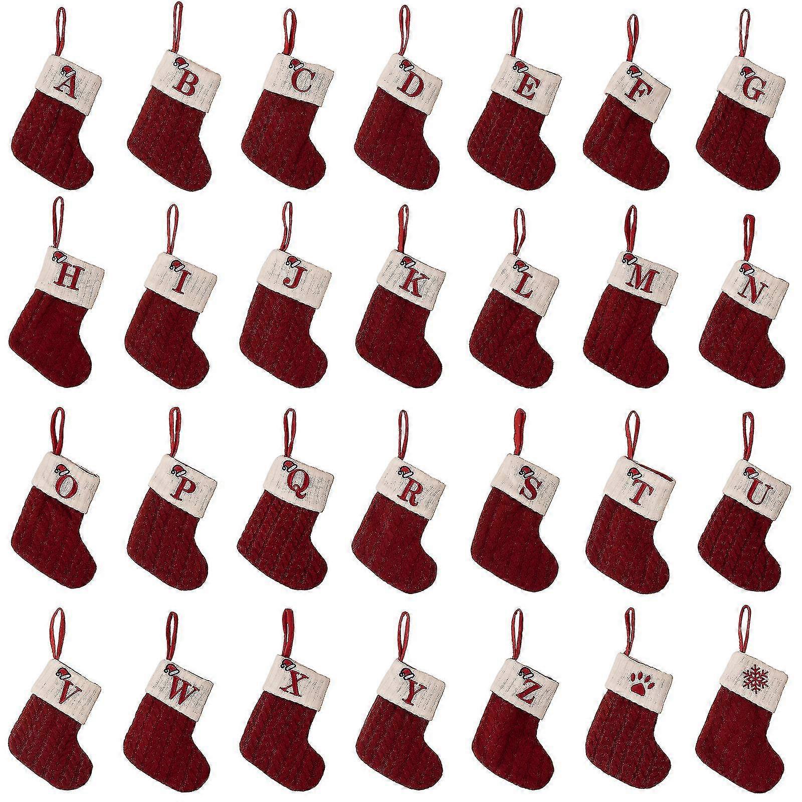 KINCJON جوارب عيد الميلاد الأحمر ندفة الثلج الأبجدية رسائل عيد الميلاد الحياكة تخزين شجرة عيد الميلاد قلادة زينة للمنزل عيد الميلاد هدية