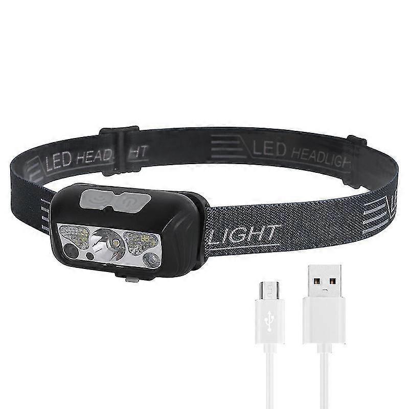 warning red light rechargeable headlamp outdoor cycling sensor headlamp