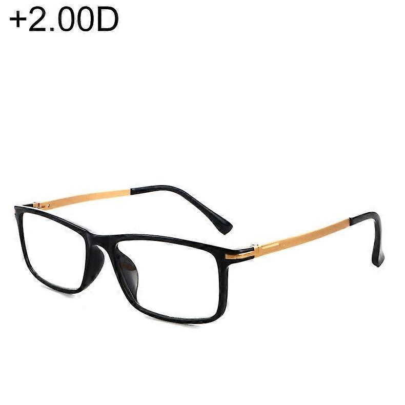 Black Frame Spring Hinge Presbyopic Glasses, +2.00D