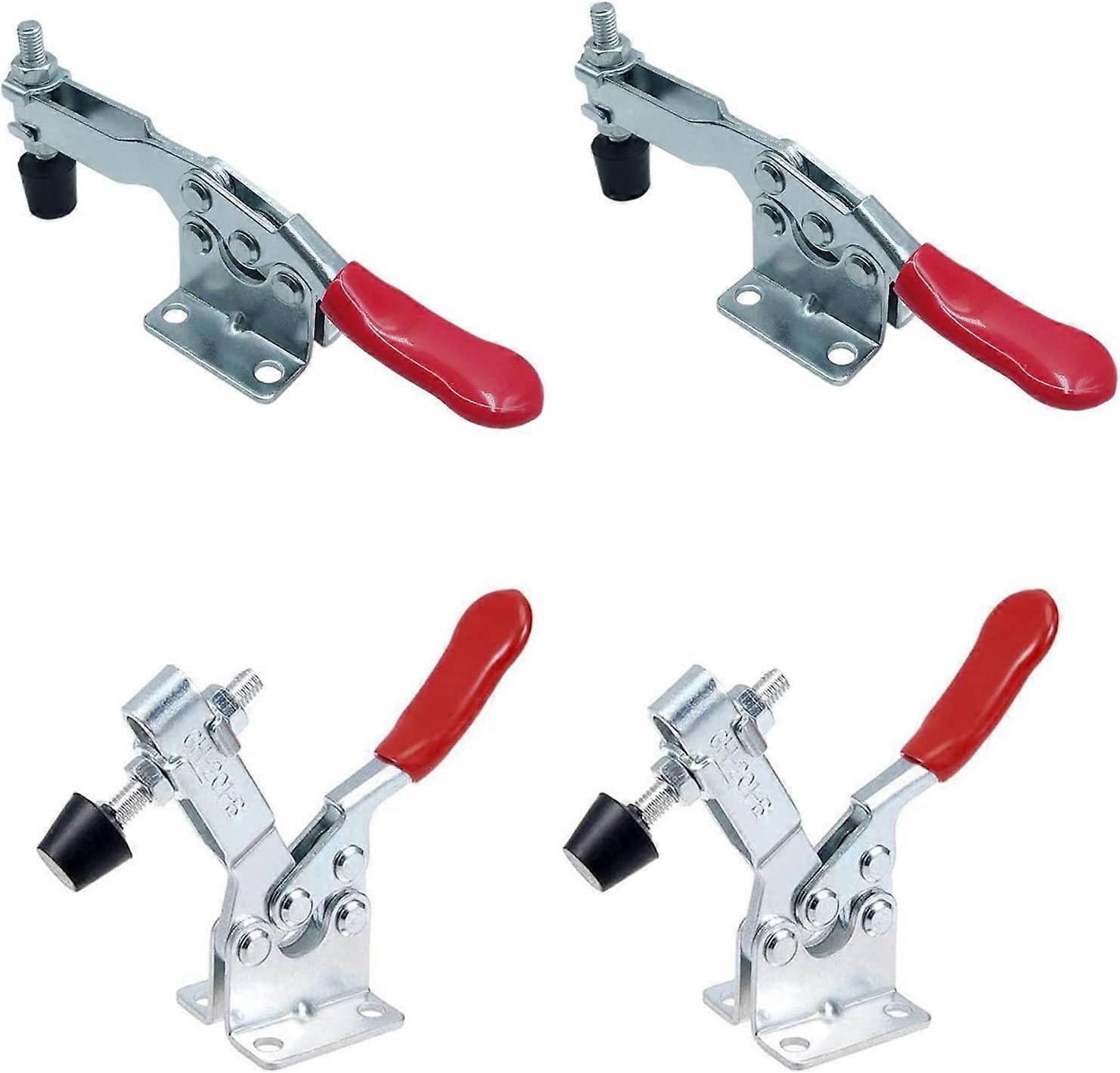 Hand Tool Toggle Clamp, Quick Release Toggle Clamps, Gh-201-B Red Non-Slip Horizontal Clamp, Heavy Duty Quick Release Tool For Machine Operation, 4 Pc