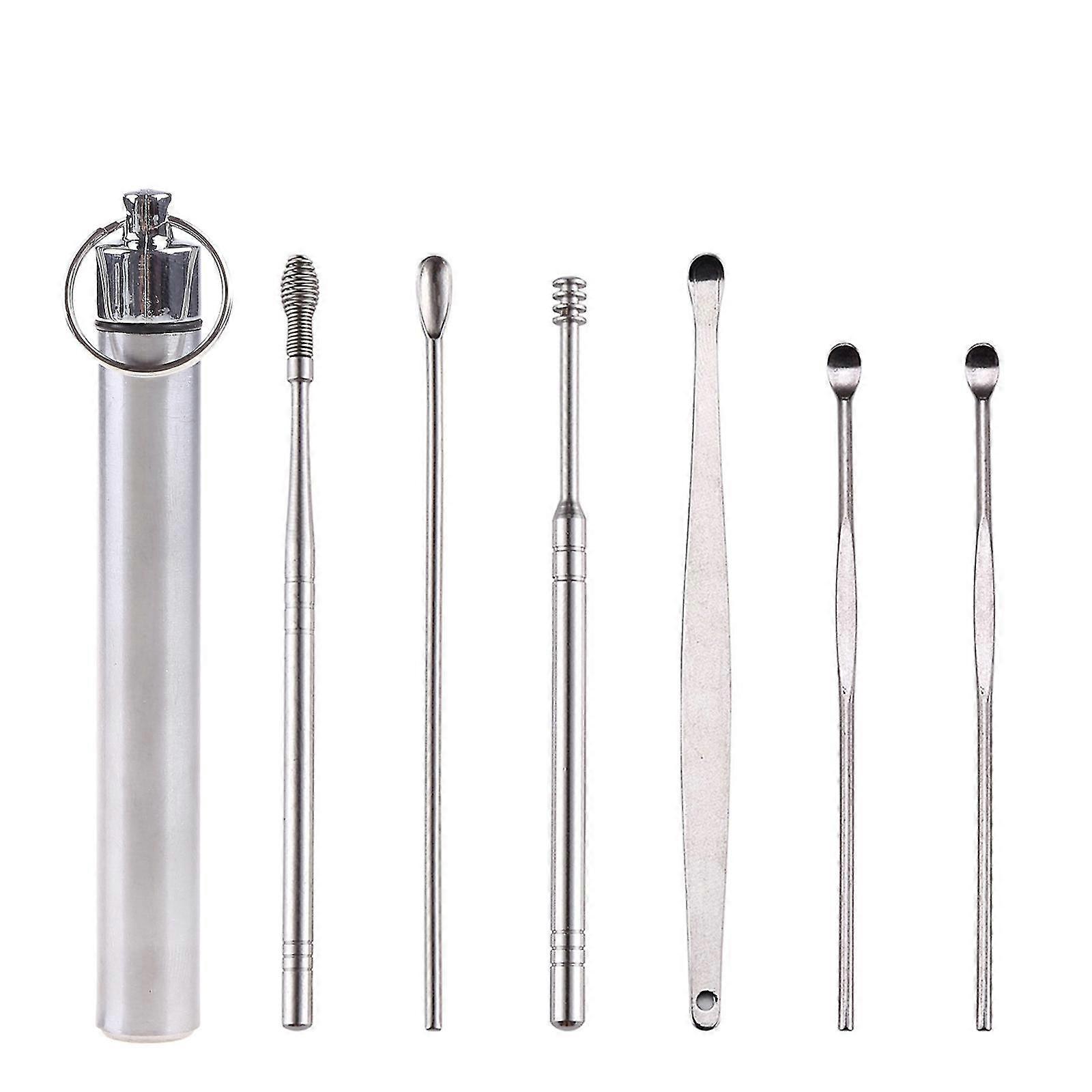 6x Spring Ear Wax Removal Kit Ear Wax Remover Cleaner Tool Keychain Pendant