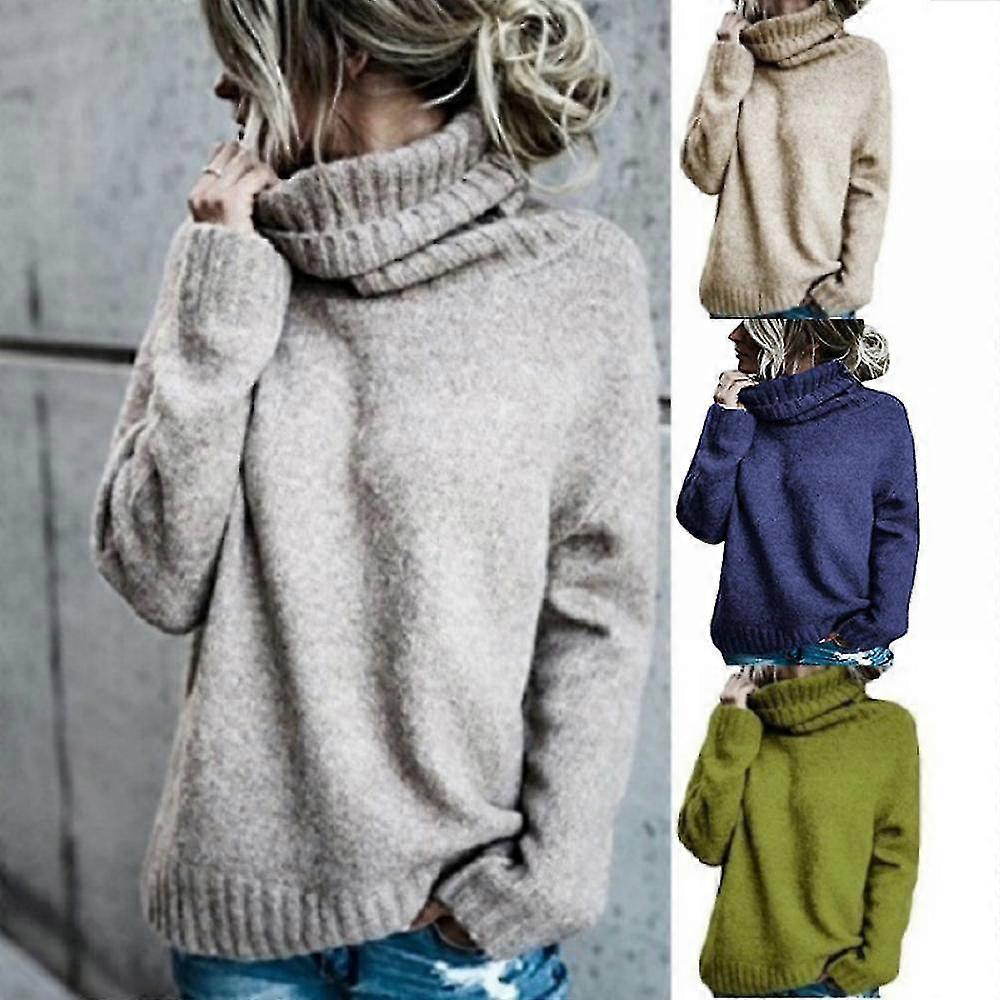 Solid Turtle Neck Pullover Sweater, Casual Long Sleeve Split Sweater For Fall Winter, Women's Clothing