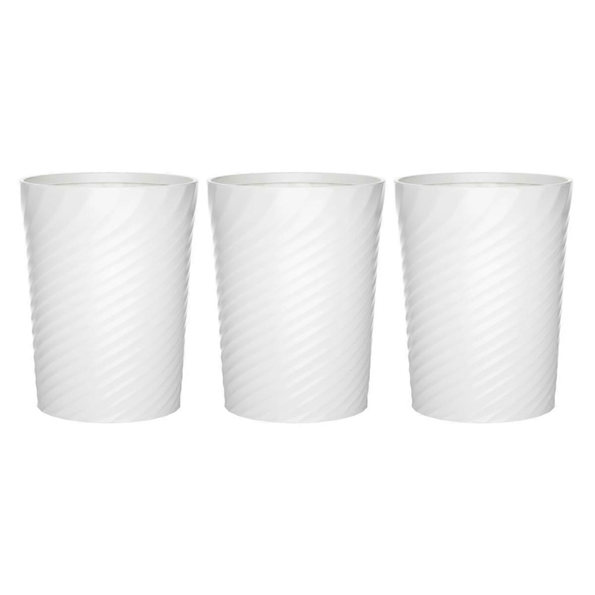 Badezimmer-Mülleimer, kleiner Mülleimer mit Müllbeutel, Plastik-Mülleimer, runder Badezimmer-Müllkorb, Küche, 3 Stück, weiß