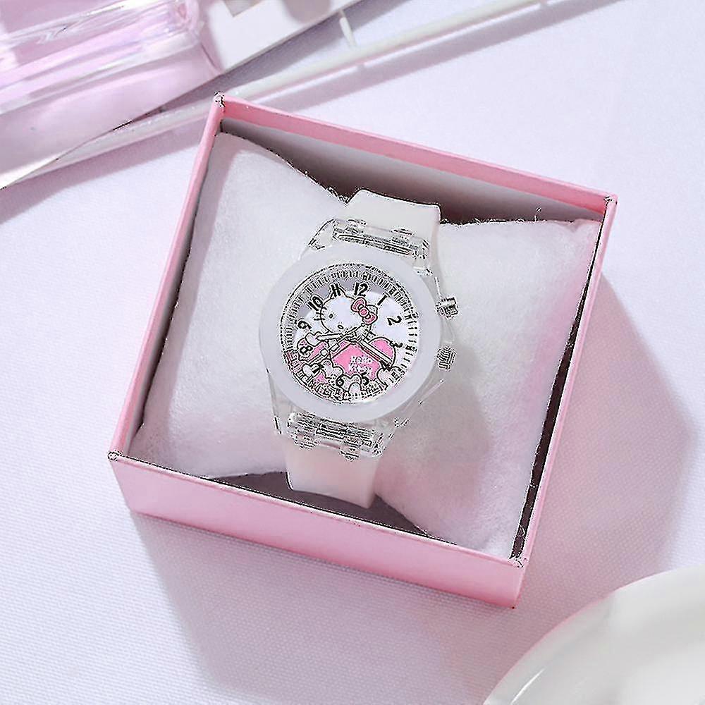 الأطفال مرحبا كيتي سيليكون الكرتون ووتش مضيئة أدى وامض فتاة الاطفال ساعات