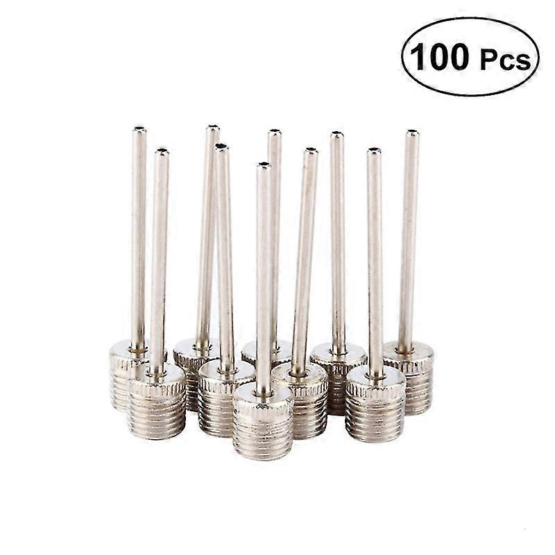 A Pack Of 100pcs Air Inflation Needle Inflating Needles For Balls Basketball Football Soccor Inflating Pump Needle Adaptor (Silver)