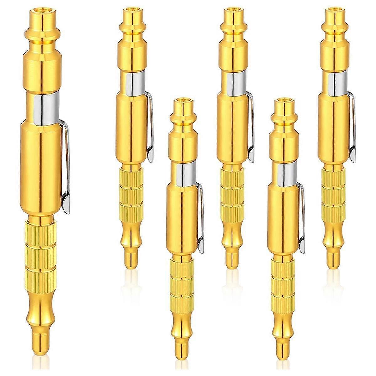 6Pcs 1/4In I/MType Adjustable Pocket Plug Air Blow GunAir Blower for Compressor Air Blower Pen for Dust Cleaning,Gold