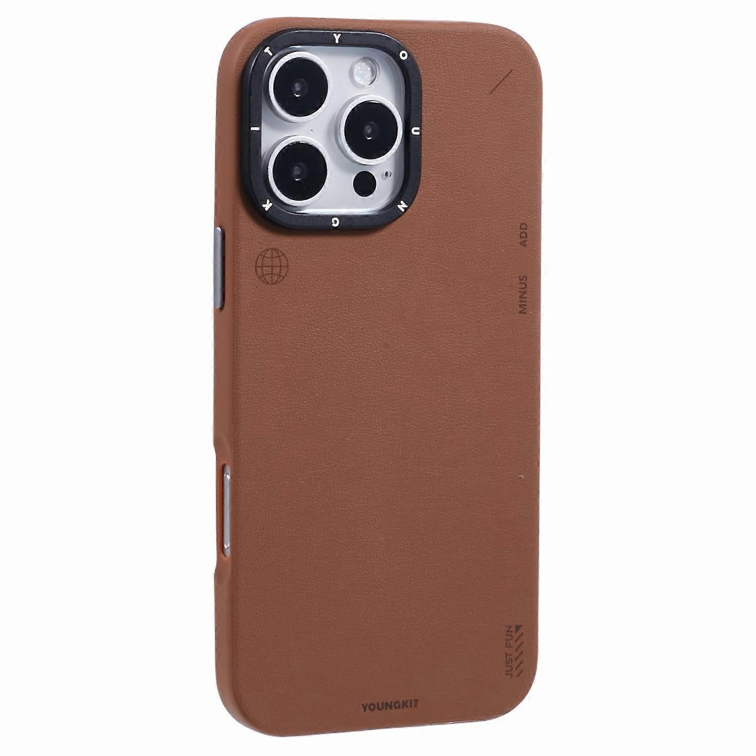 For iPhone 16 Pro Max Case Compatible with MagSafe PU Leather + PC Phone Cover - Red Copper