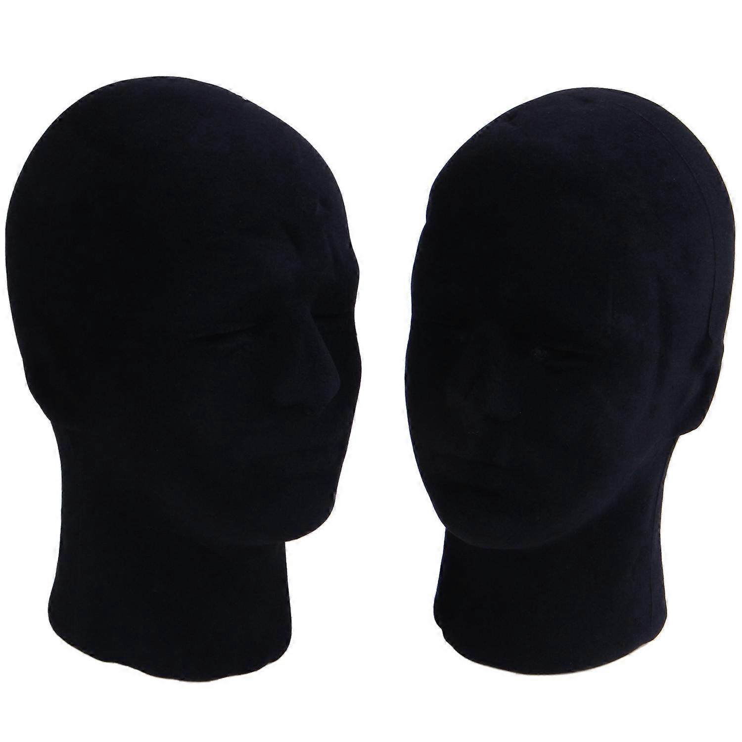 Polystyrene Black Foam Men  Model Mannequin Head Dummy Stand Shop Display HatStyle:2XBLACK