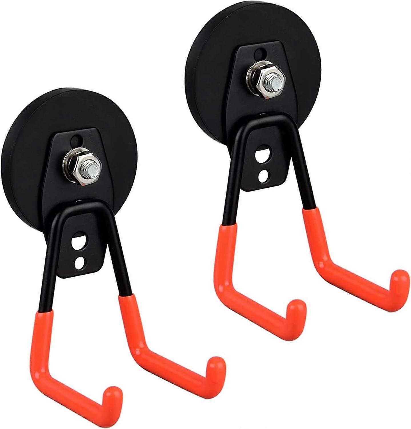 Garage Magnetic Hooks, 2 Pack Utility Magnetic Storage Hooks with Non-Slip Coating for Indoor and Outdoor Hanging (Orange),2024 Ping