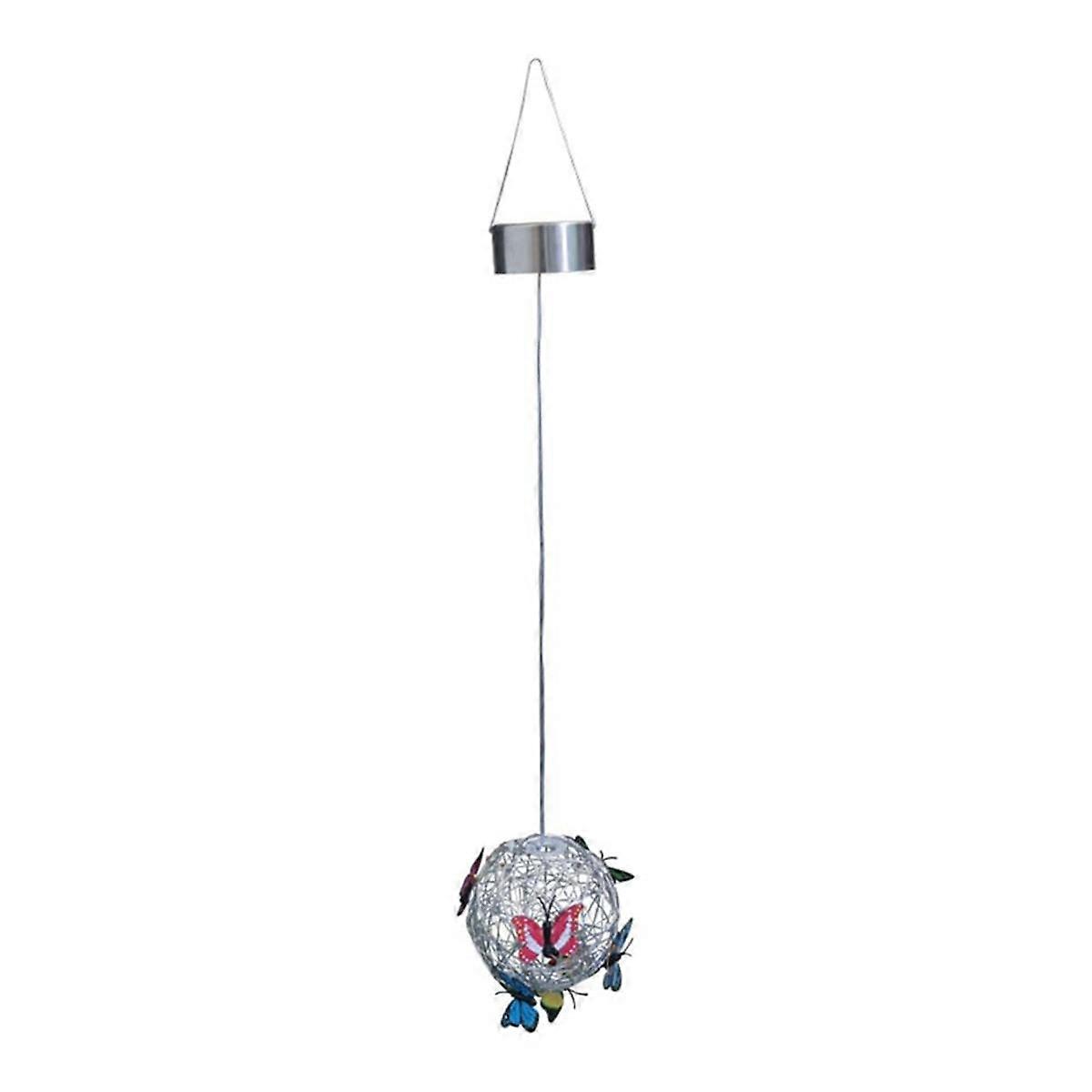 Garden Hanging Round Ball Light with Butterfly with Weaving Lamp Solar Decorative Nightlight Outdoo