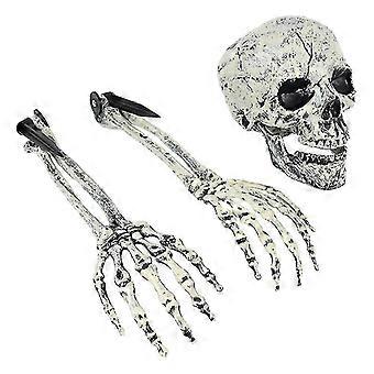 Decorazioni Halloween Scheletro Braccia E Teschio - Set 5 Pezzi Realistico Per Giardino, Prato, Feste Dell'orrore