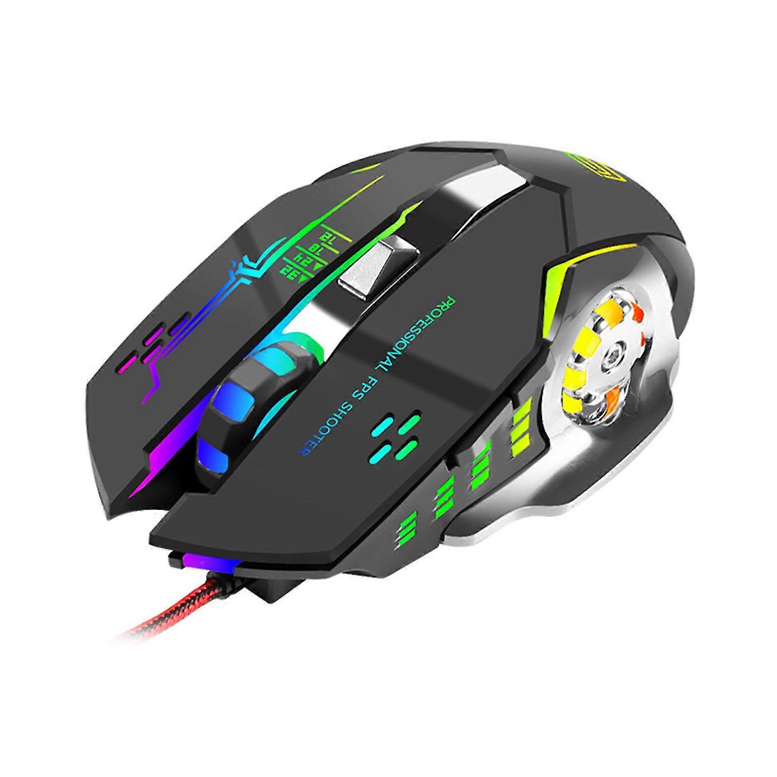 6 Keys Gaming Mouse Ergonomics Macro Wired Luminous Mouse 3200dpi Mechanical