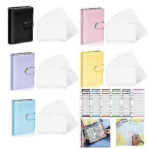A6 Pu Leather Notebook Binder Budget Planner Organizer 6 Ring Binder Covers Blue