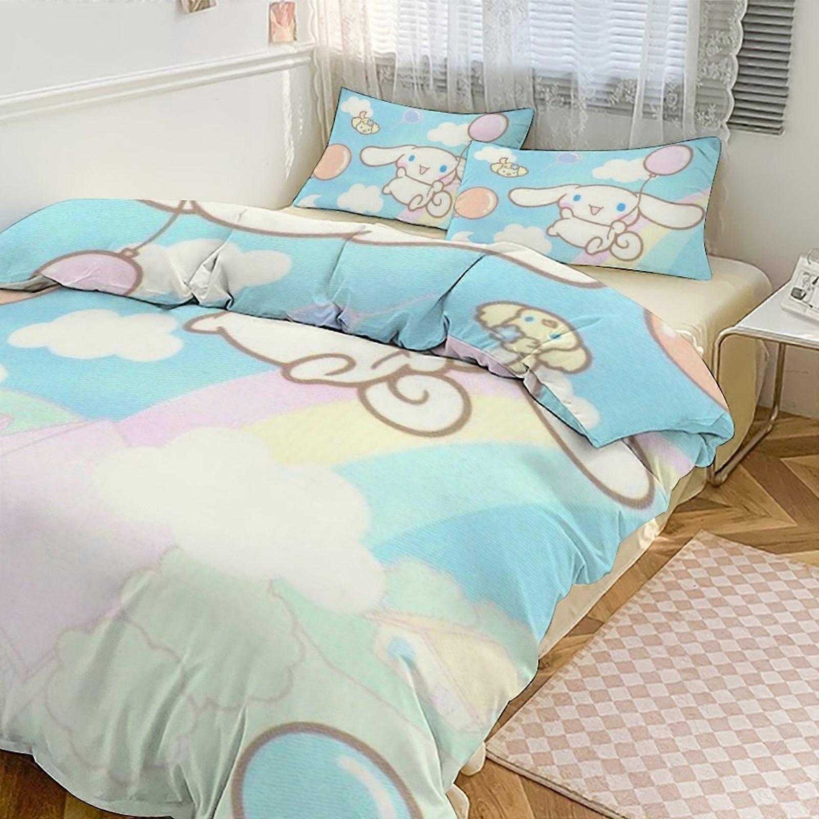 a2510 Tecknad Cinnamoroll 3-delad bäddset Varm och bekväm Kawaii sängkläder Söta mjuka mikrofibersängkläder för pojkar flickor barn jfr2510