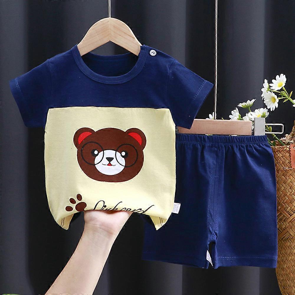 أطفال أولاد بنات كرتون طباعة عارضة الزي الصيف قصيرة الأكمام تي شيرت السراويل مجموعة