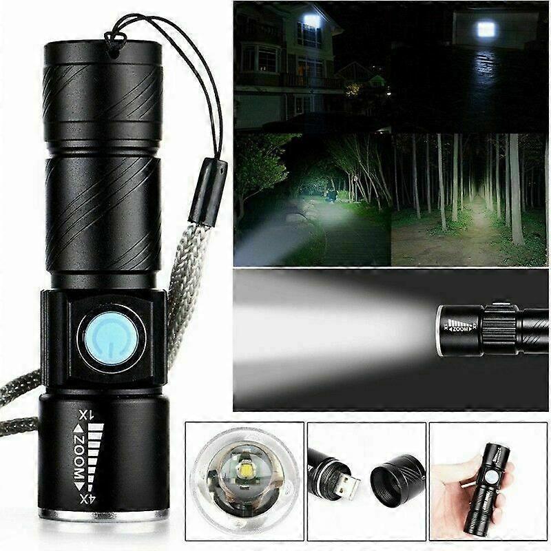 High power 5000 lumen USB rechargeable flashlight
