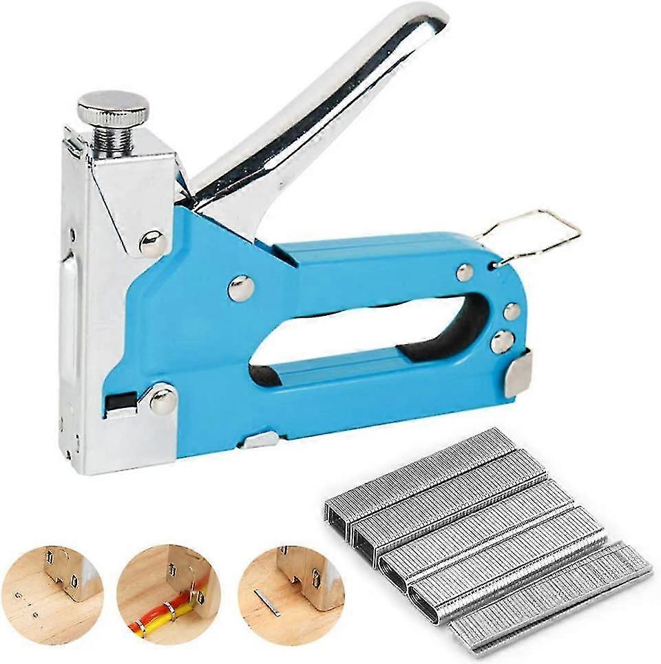 Pistolet à agrafes 3 en 1 pistolet à clous manuel, agrafeuse légère à usage intensif avec , agrafeuse à bois / cloueuse de rembourrage, réparation de matériaux, bricolage (1601