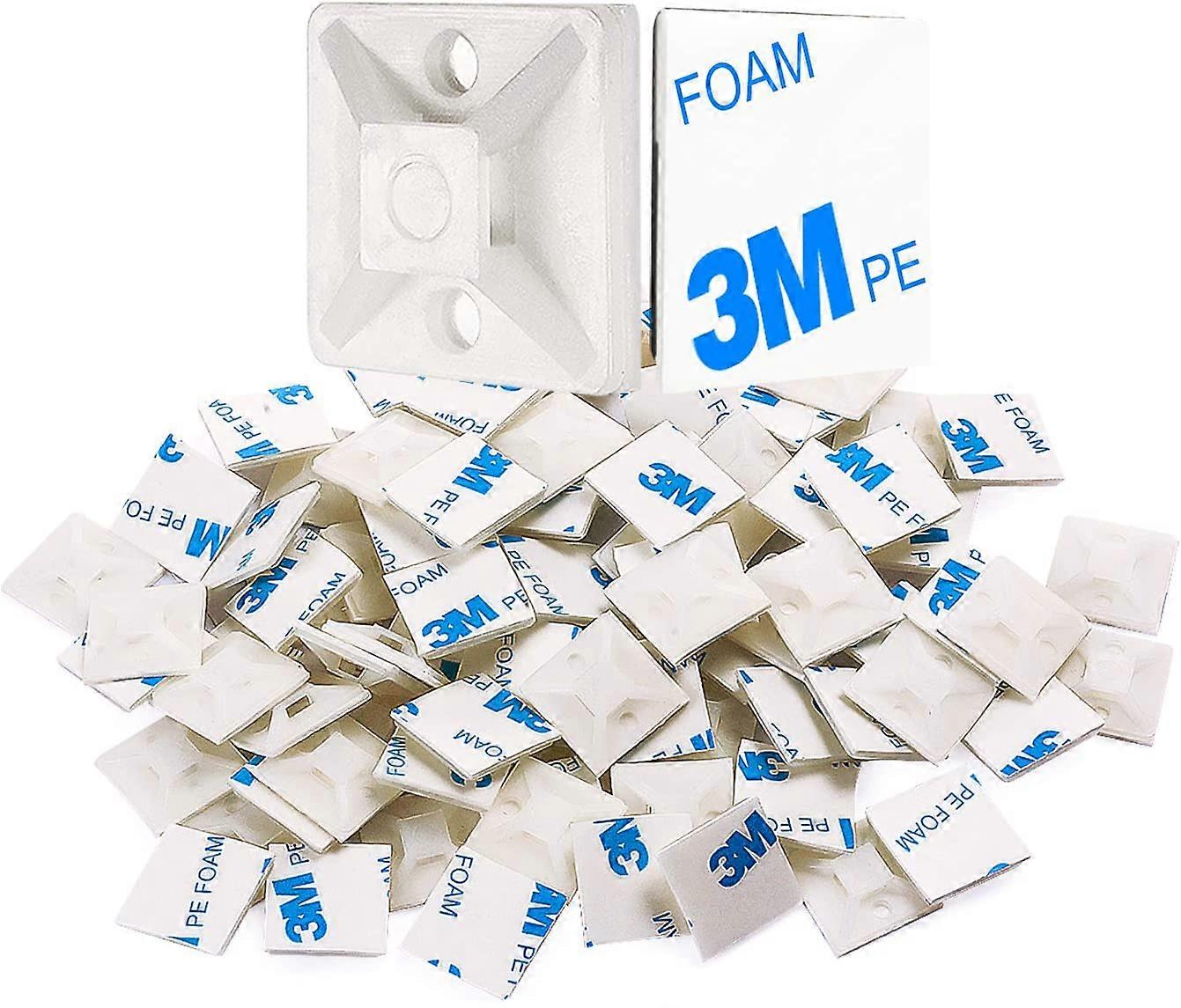 200 PCS 1/2" Cable Zip Tie Mounts Self Adhesive Wire Cable Clips Organizer Holders (0.5 Inch, White)