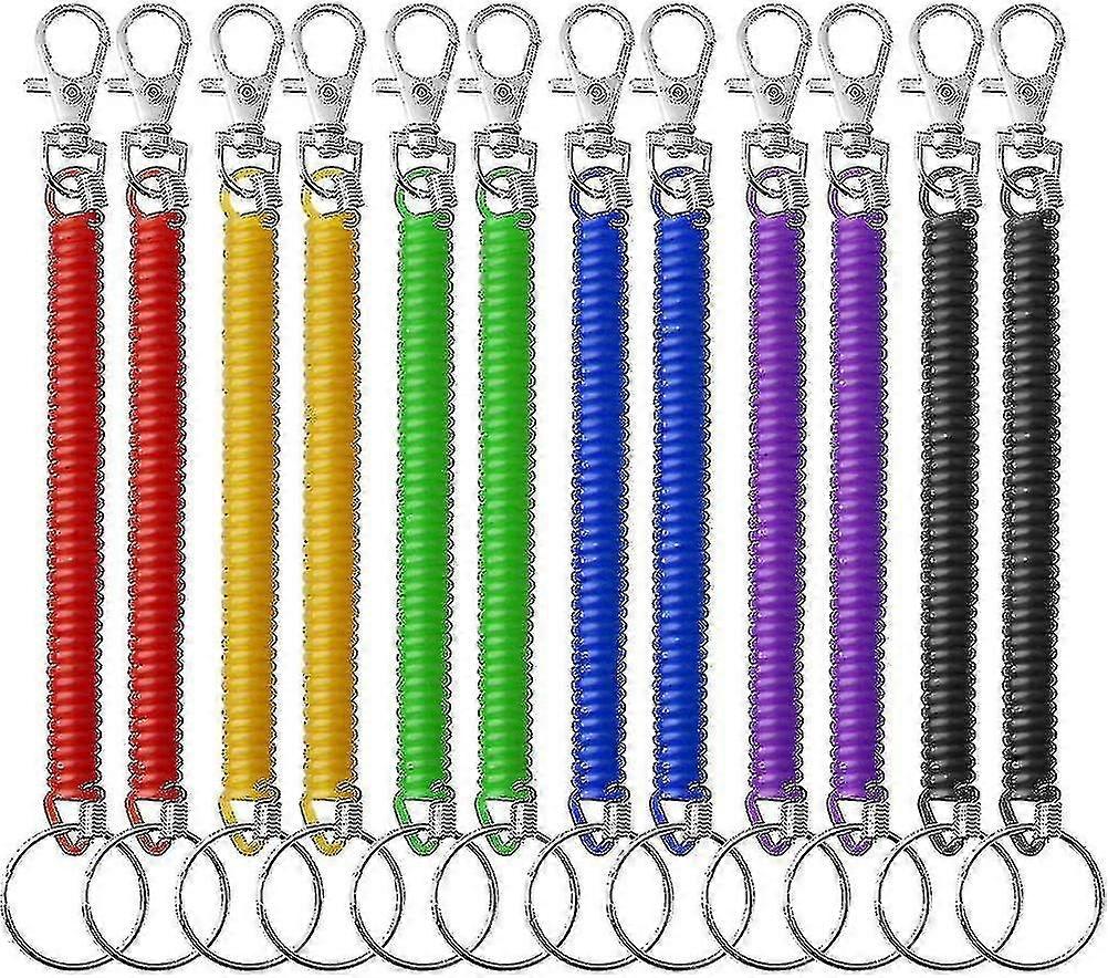 12 Pieces Stretchy Spiral Keyring, Colourful Plastic Keychain Spring Key Holder