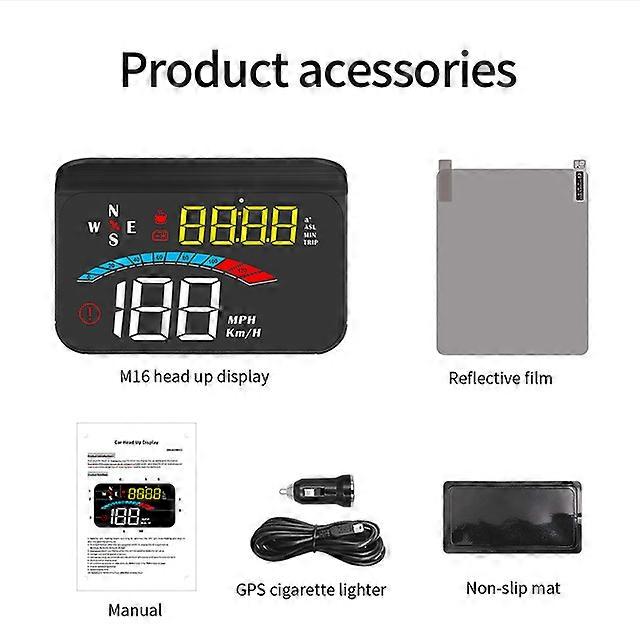 M6 HUD Car Head Up Display Windshield Projector On Car Glass Digital Auto Speedometer Water & Oil Temp Alarm Auto Smart Gadgets