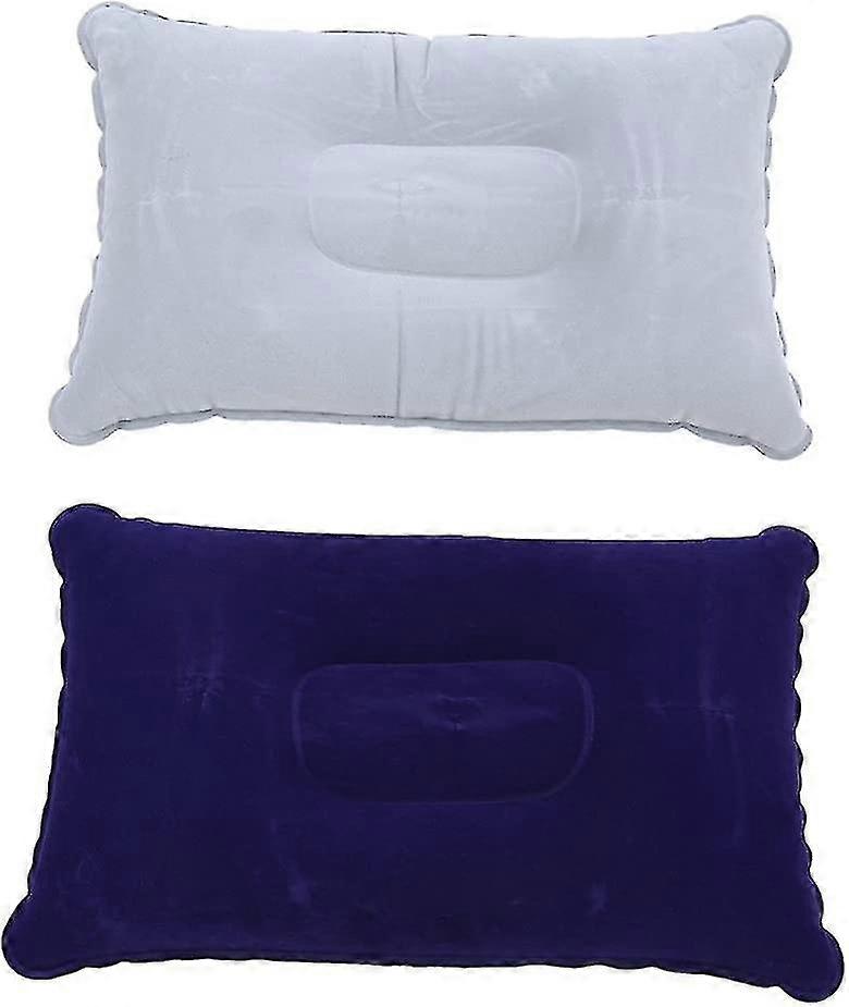 Inflatable Blow-Up Camping Pillow,2-Pack Neck Support Flight Cushion Rectangle