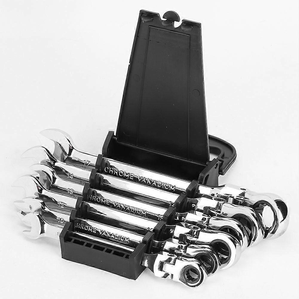 Flexible Ratchet Spanner Wrench Set 8-17mm Precise Chrome-Vanadium 6 pc Kit