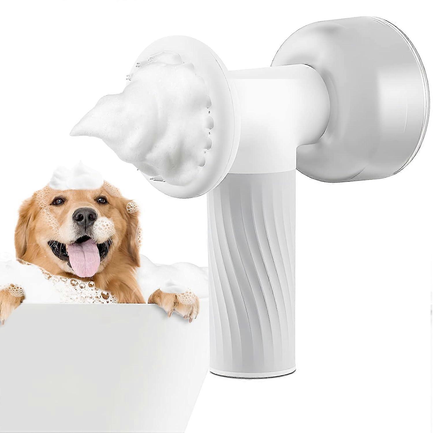 Meilleurs prix pour Frusde Brosse de bain pour chien, brosse de shampooing moussant électrique pour chien avec distributeur de shampoing de savon, brosse de massage de...