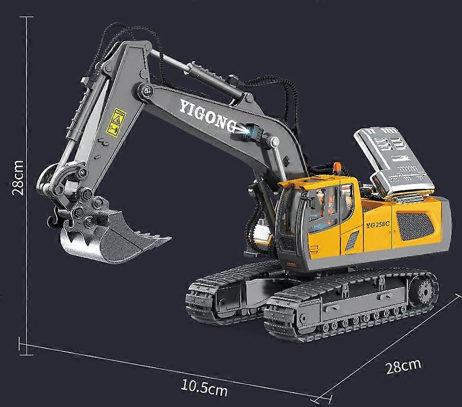 Remote Control Excavator RC Digger with Lights and Sounds Toys Gift for Kids