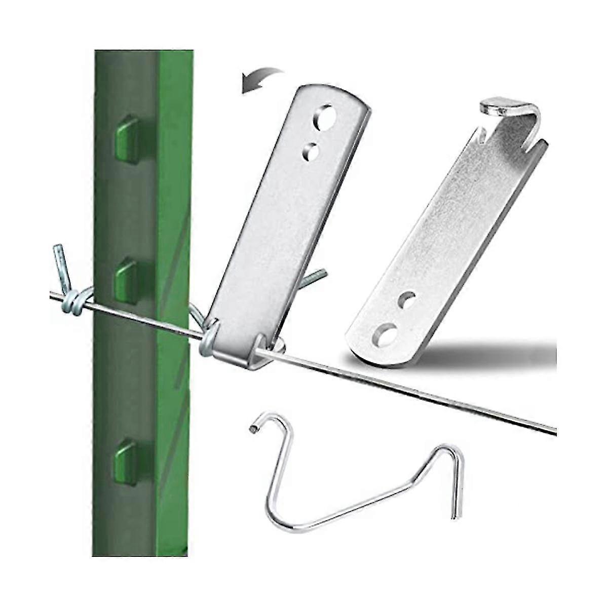 2 Pcs Fence Wire Twister & 10 Pcs T Post Clips, Save Time Barb Wire Fence Tools For Fixing Fence Wi