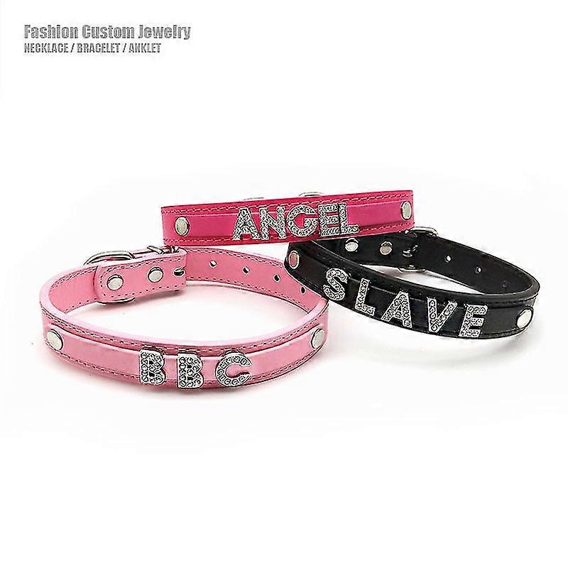 مثير حجر الراين رسائل SLAVE قلادة طوق مخصص قلادة مجوهرات الرجال النساء DIY اسم مخصص تأثيري زي حزب المختنق