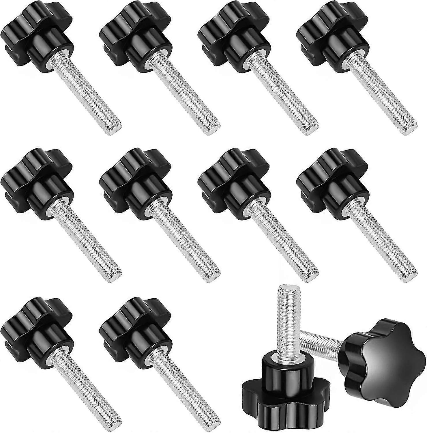 10 PCS M8x40 Female Nut Clamping Handle, Star Hand Knob Black Plastic Screw-In Handle Clamping Knob