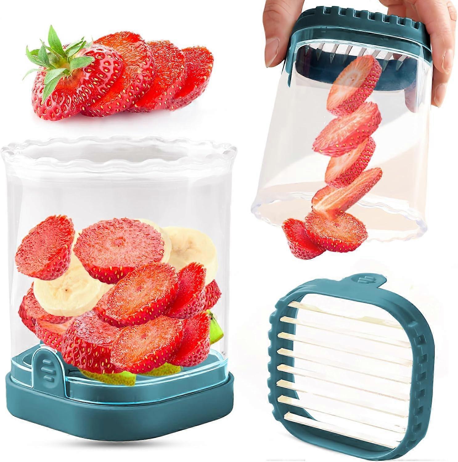 Fruit Slicer Cup, Strawberry Slicer, Banana Slicer, Grape Cutter, Egg Slicer, Detachable Fruit Cutter Slicer with Push Plate