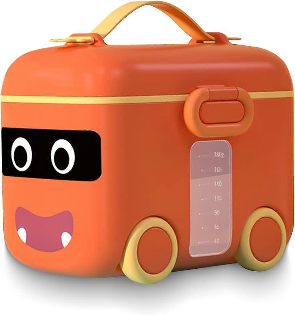 Dispensador de leite em pó, dispensador de fórmula, recipiente portátil de leite em pó de selo duplo com colher e alça, com selo de silicone forte snap (laranja)