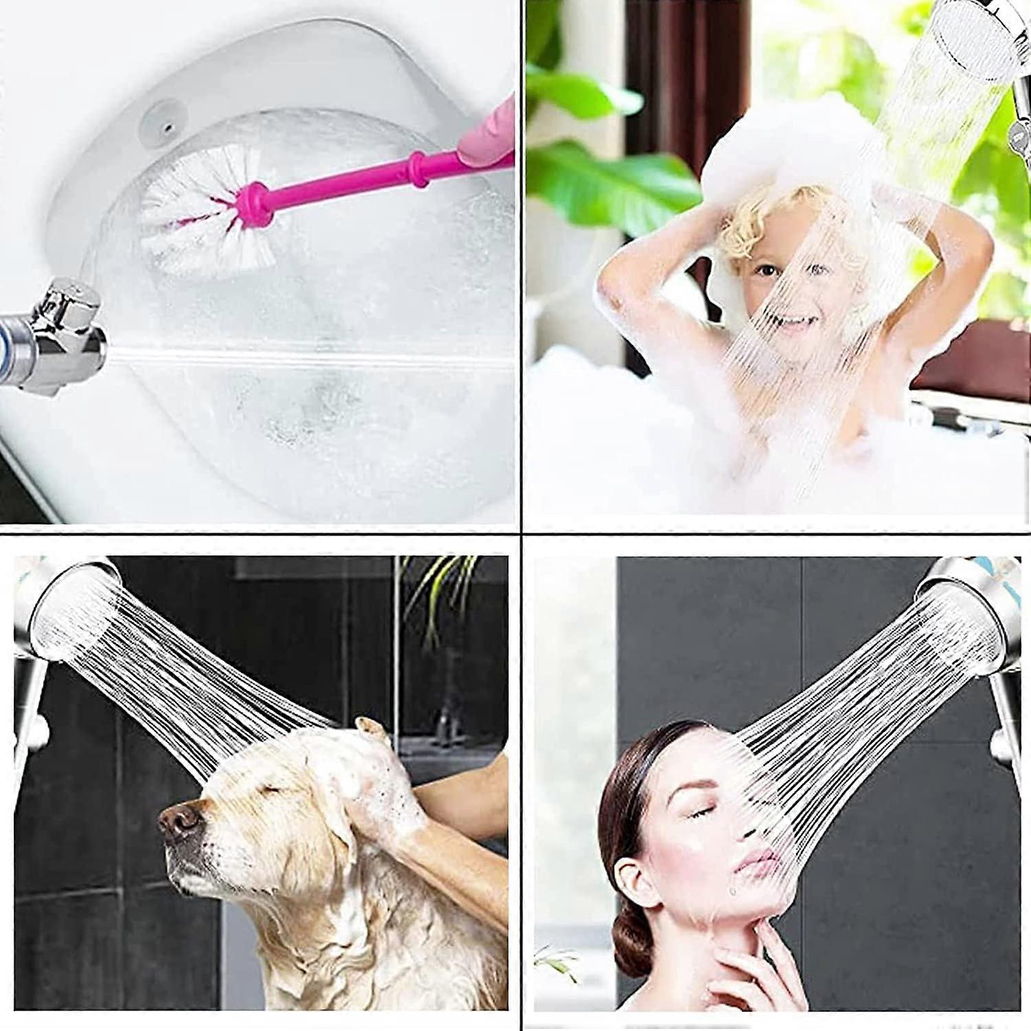 Handbrause, Anti-Kalk-Duschkopf, wassersparend, Dreistufiges Filtersystem mit 2 Filtern und Pause-Schalter
