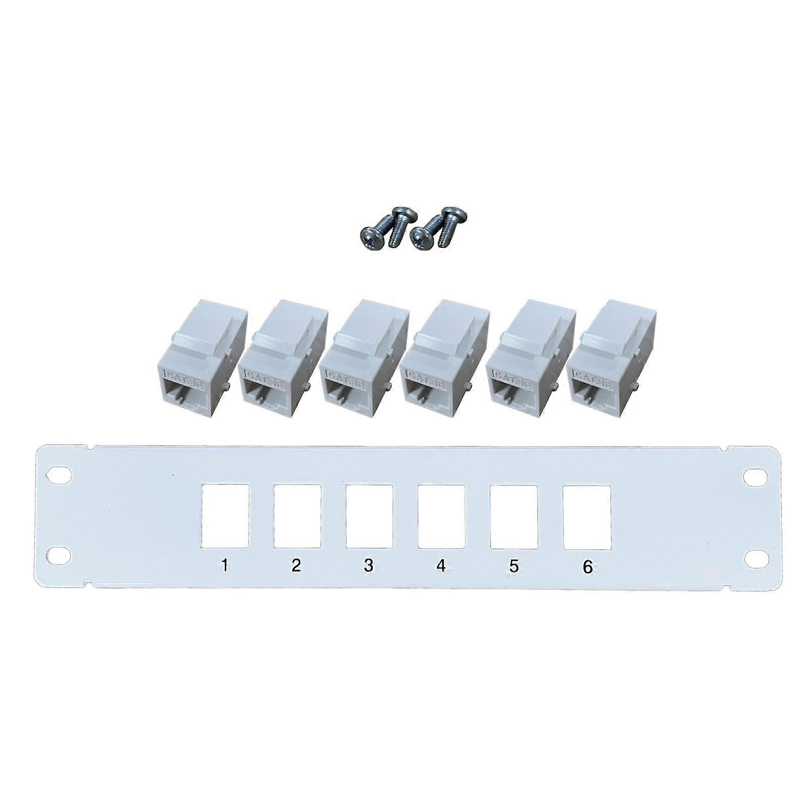 Patch Panel 6Port CAT5e med Inline Keystone 10G Pass-Thru Coupler Patch Panel