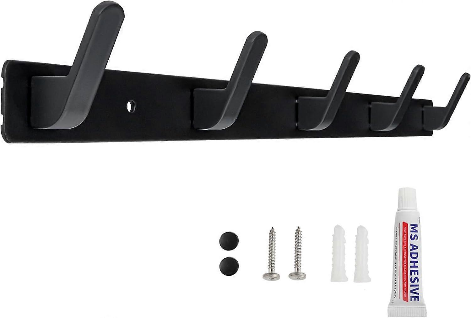 Wall Coat Rack Wall Hook with 5 Hooks for Entryway Bathroom Kitchen Two Installation Methods