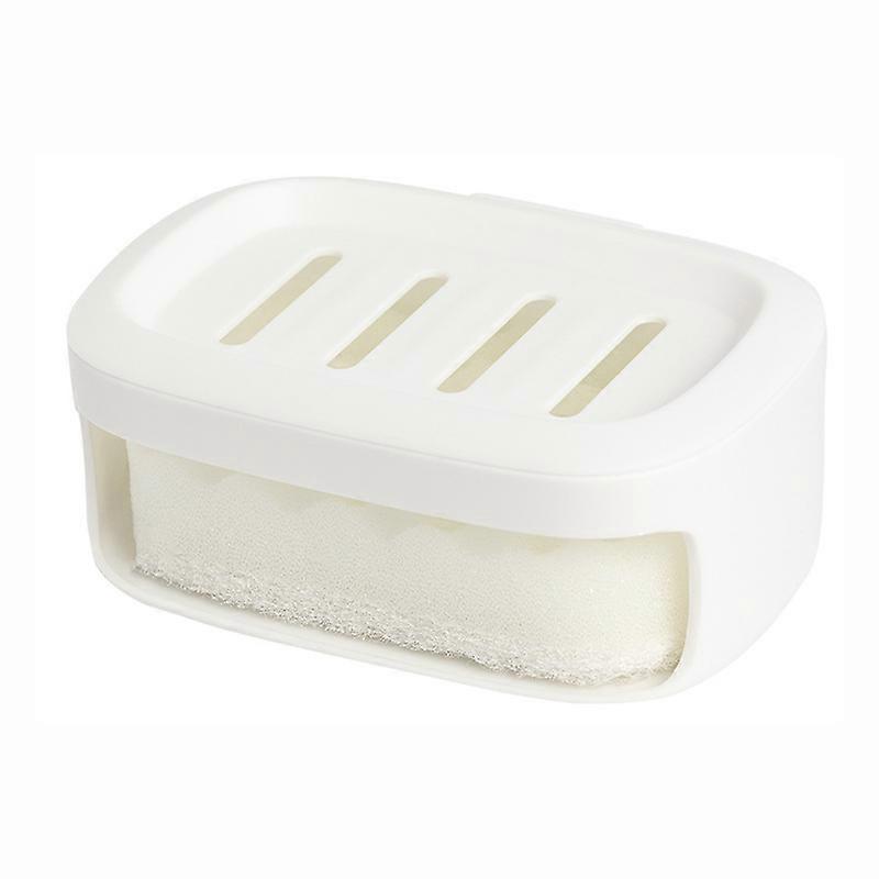 Double Layer Soap Dish With Sponge Thickened Plastic Dual Layer Organizer