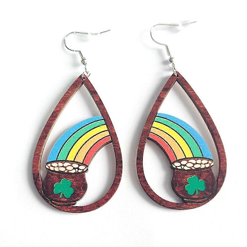 St. Patrick's Day Earrings, Lucky Shamrock Rainbow Teardrop Dangle Earrings For Women Girls Accessories Party Supplies