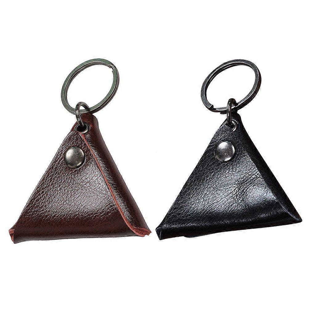 2 Pcs Leather Key Chain Guitar Pick Holder Keychain Portable Storage Bag Keychain Fob Cases Bag Pill Case Keychain